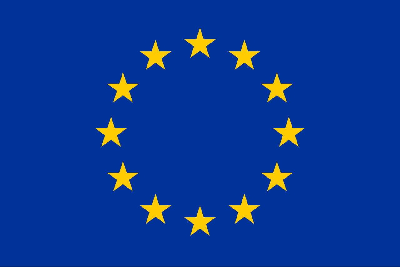 Drapeau de l'Union européenne, douze étoiles dorées en cercle sur fond bleu
